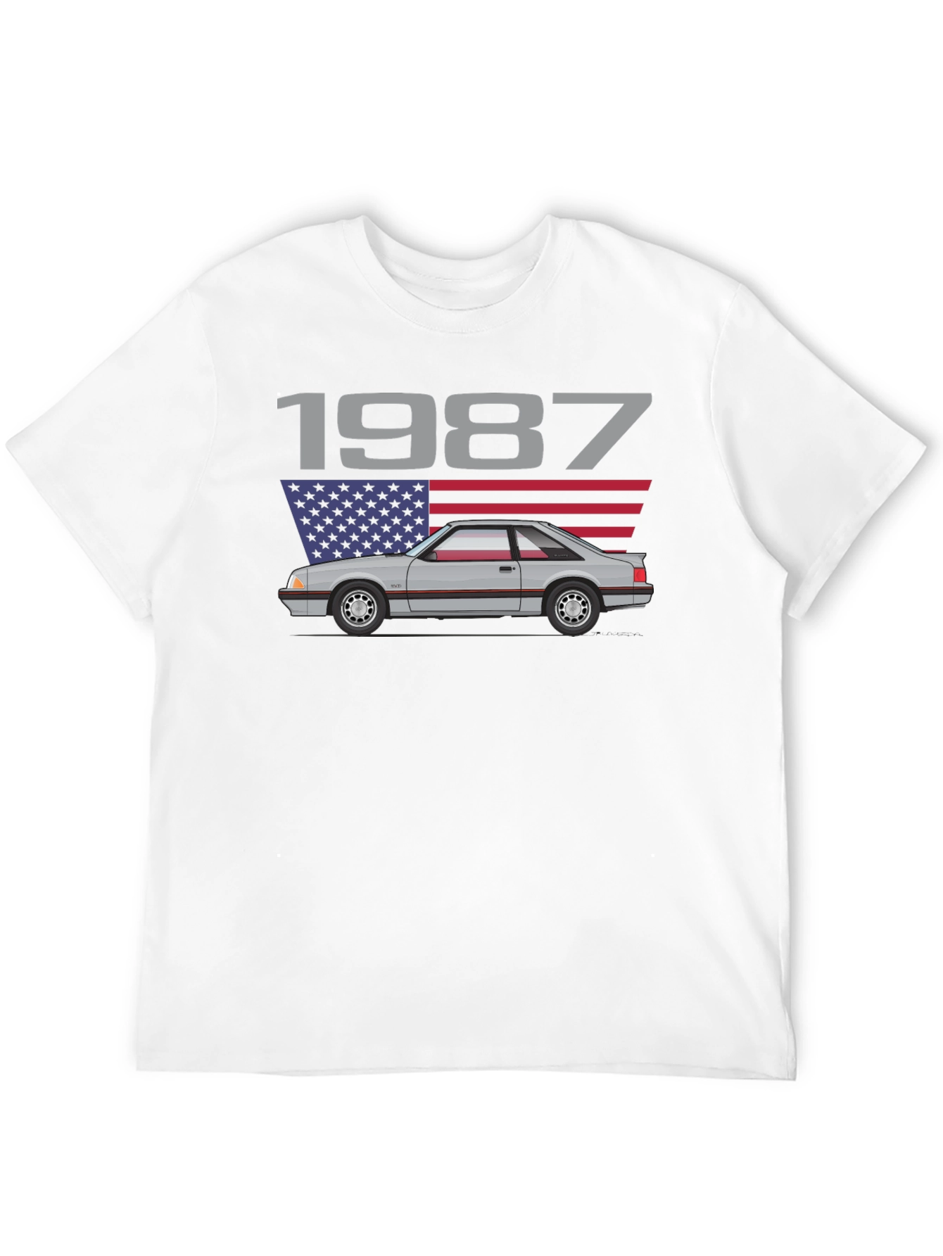 1987 Car Graphic T-Shirt - Black Cotton Tee