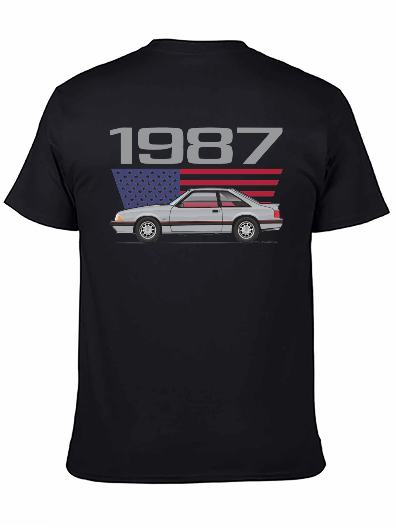 1987 Car Graphic T-Shirt - Black Cotton Tee