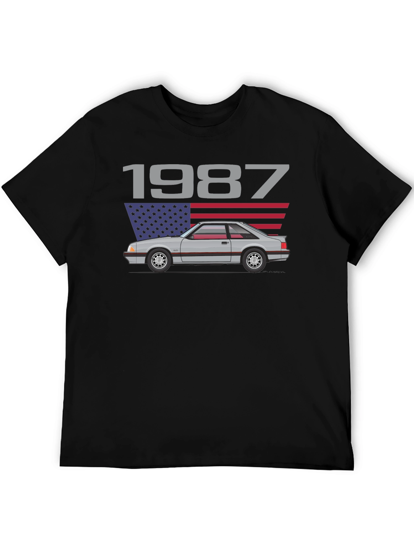1987 Car Graphic T-Shirt - Black Cotton Tee