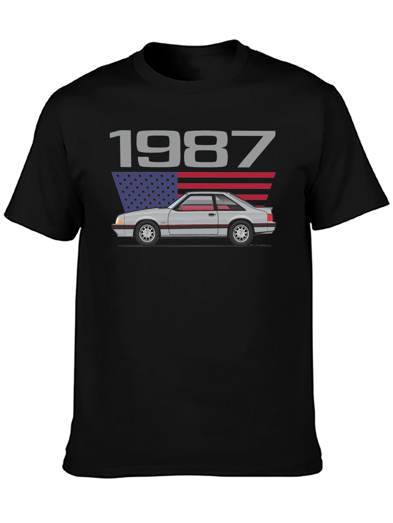 1987 Car Graphic T-Shirt - Black Cotton Tee