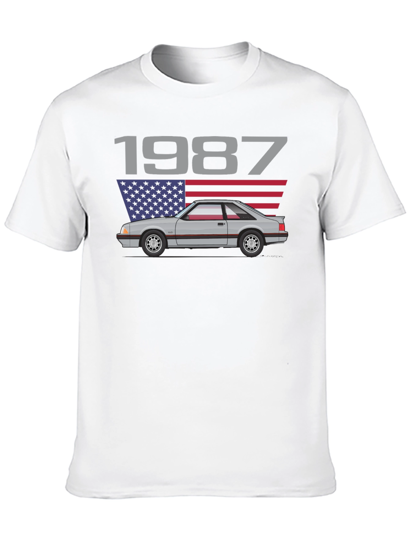 1987 Car Graphic T-Shirt - Black Cotton Tee