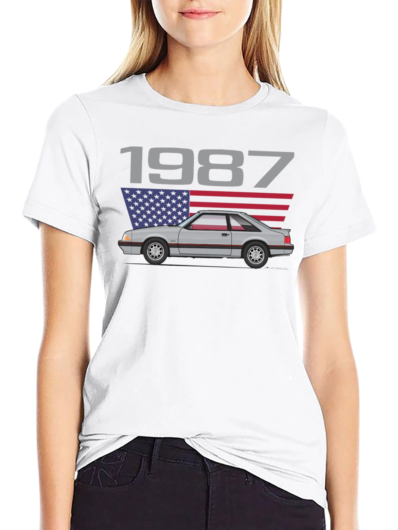 1987 Car Graphic T-Shirt - Black Cotton Tee