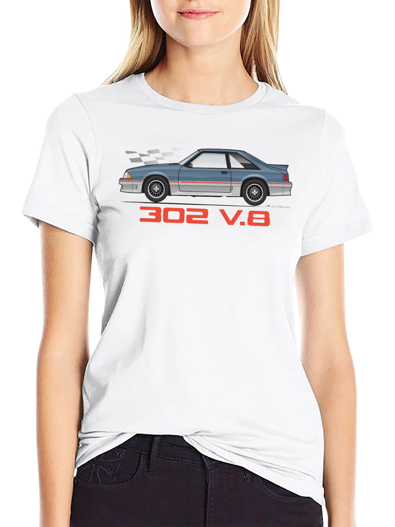 302 V.8 Car Graphic Black T-Shirt