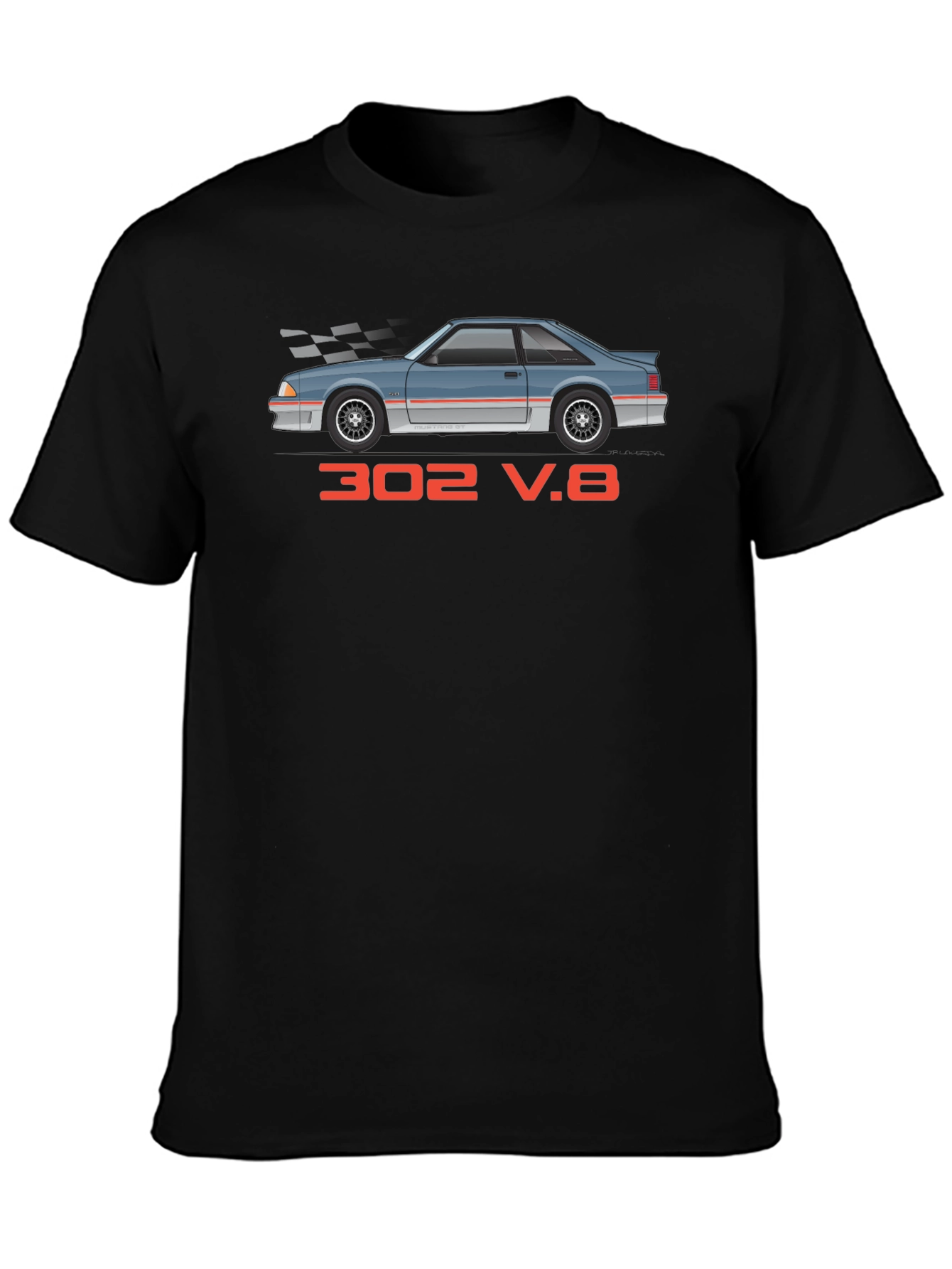 302 V.8 Car Graphic Black T-Shirt