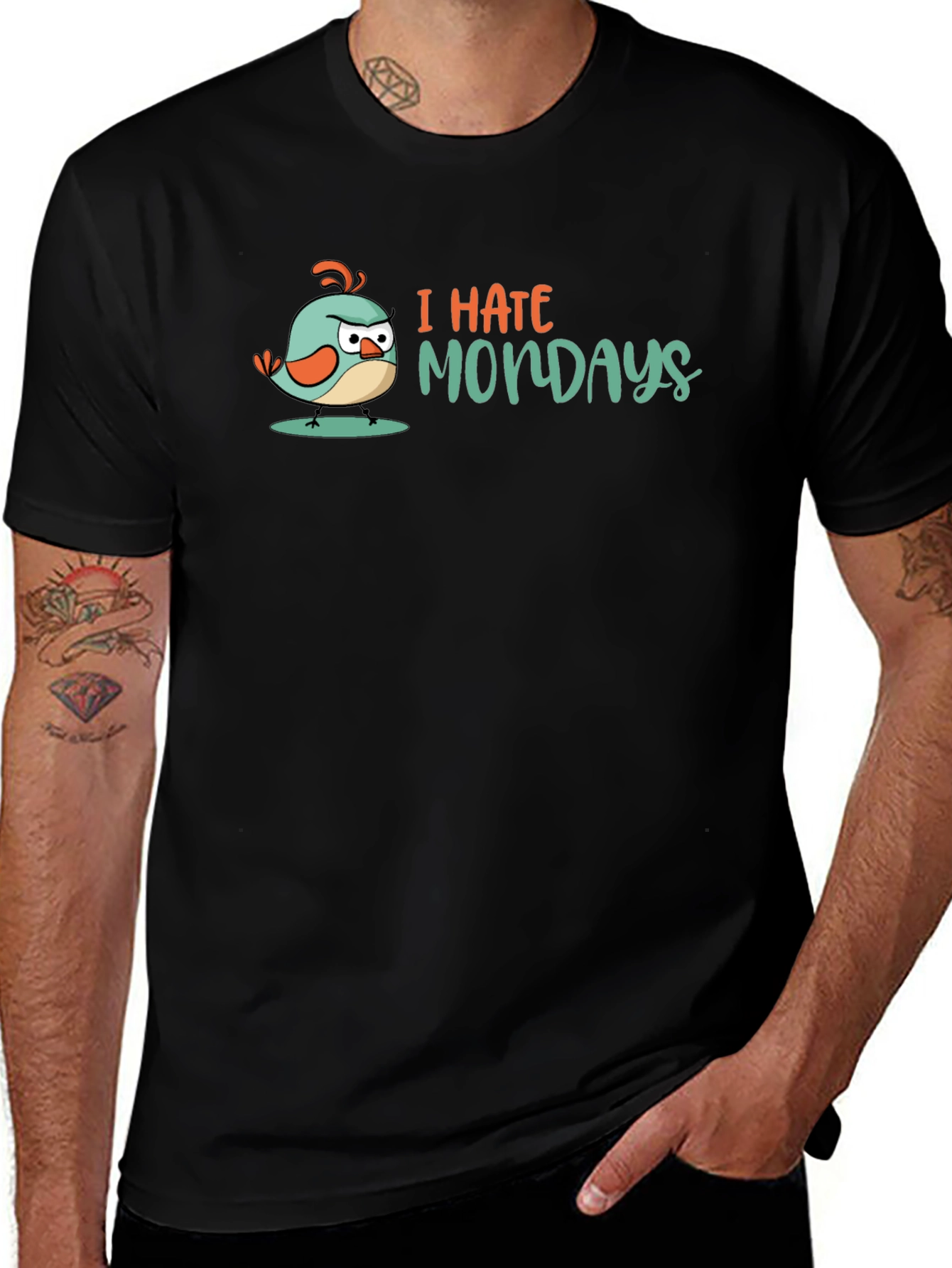 I Hate Mondays T-Shirt - Grumpy Bird Design