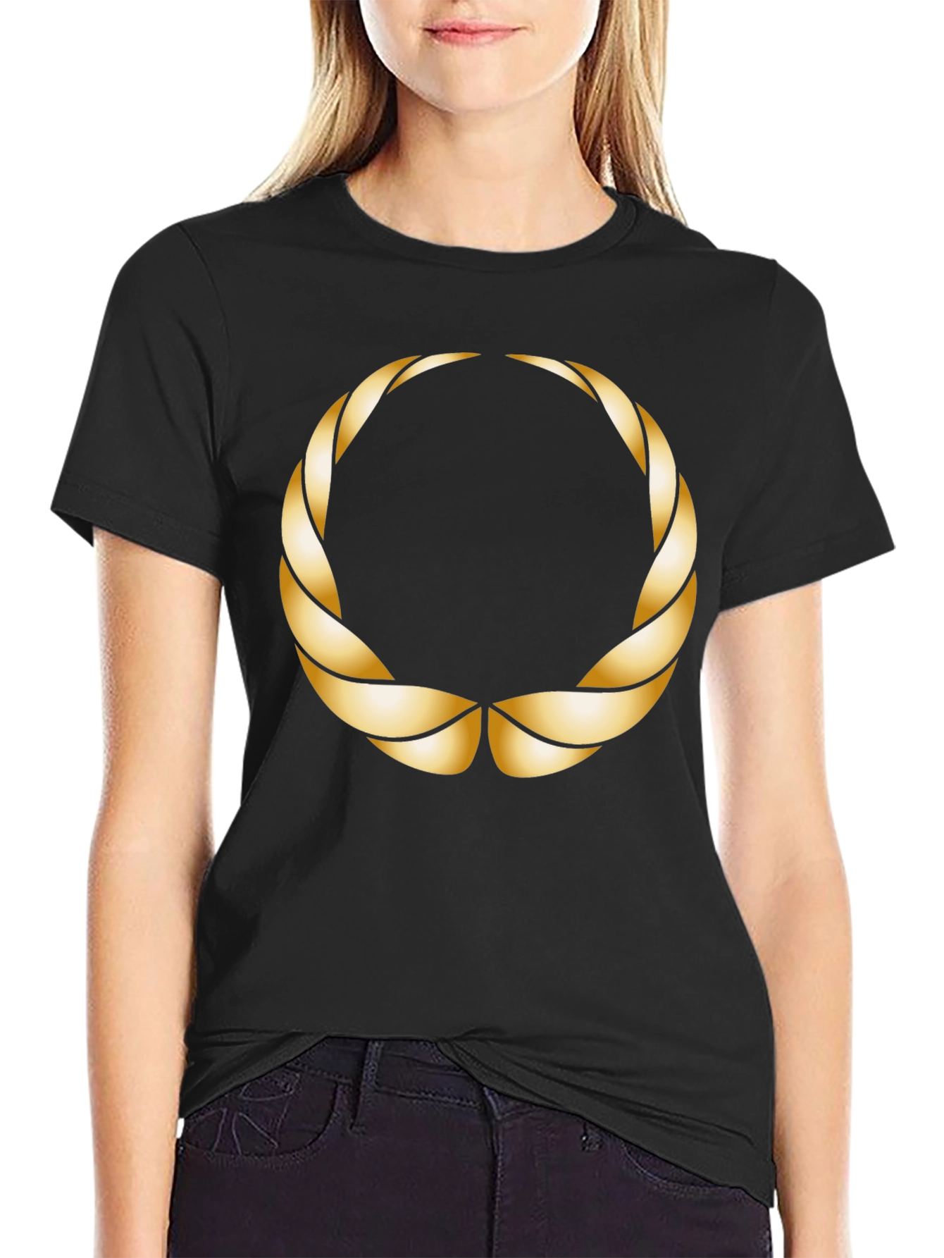 Golden Laurel Wreath Black T-Shirt