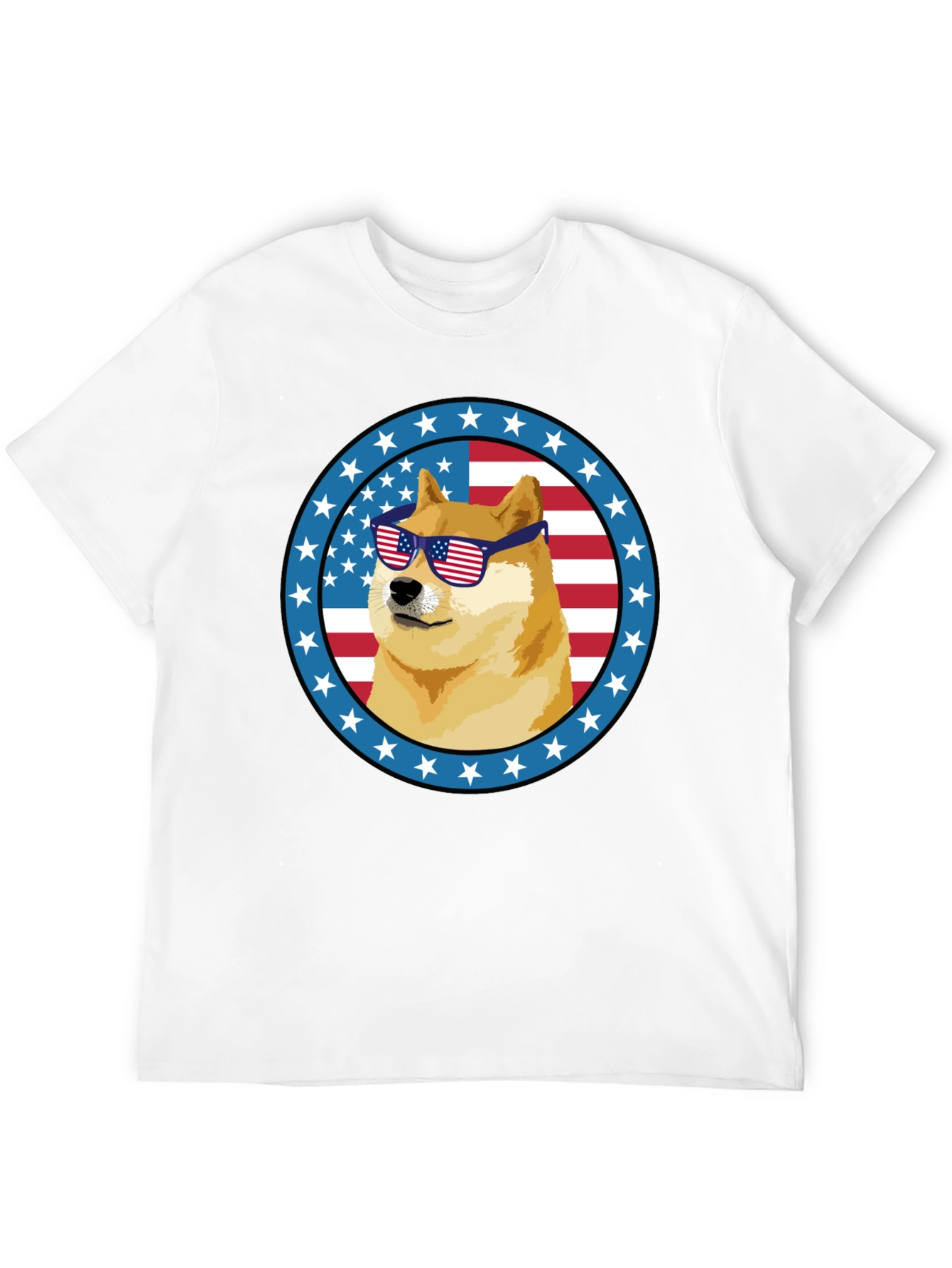 Patriotic Doge T-Shirt - American Flag Sunglasses
