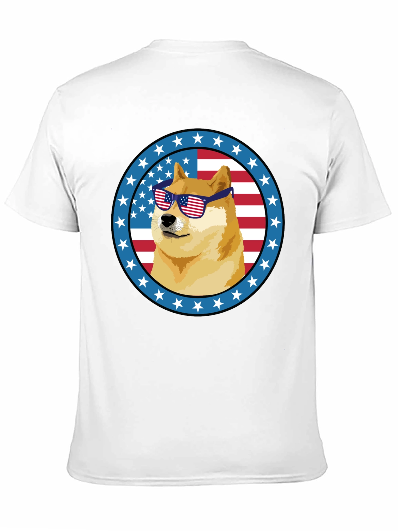Patriotic Doge T-Shirt - American Flag Sunglasses