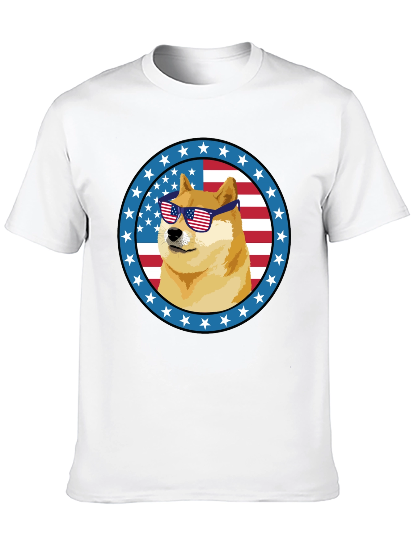 Patriotic Doge T-Shirt - American Flag Sunglasses