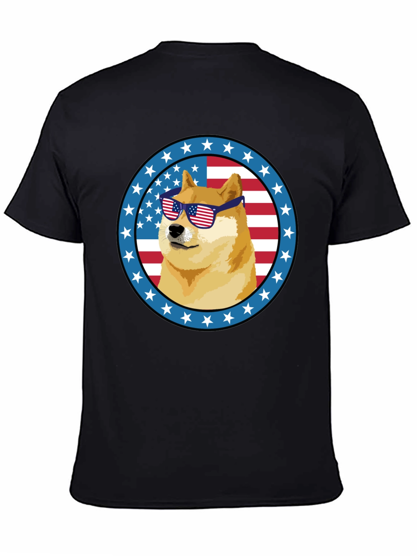 Patriotic Doge T-Shirt - American Flag Sunglasses