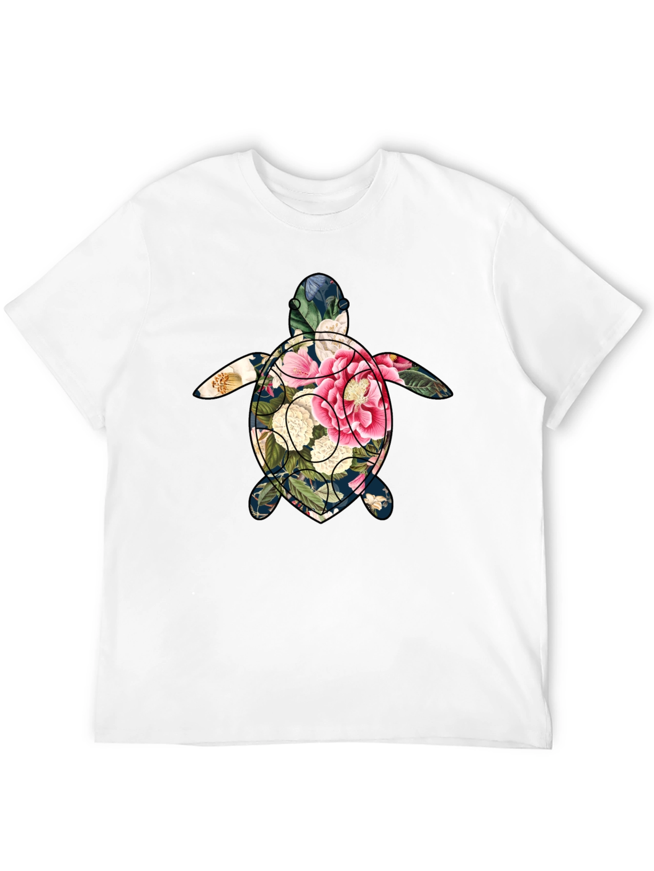 Floral Turtle Graphic Tee - Soft Cotton