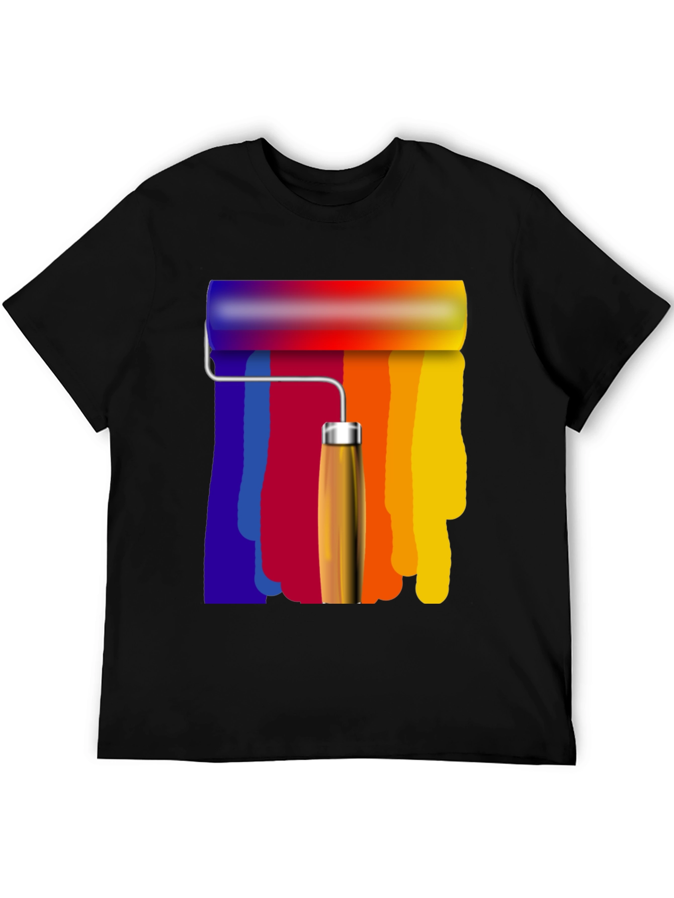 Rainbow Paint Roller Graphic Tee - Artsy T-Shirt
