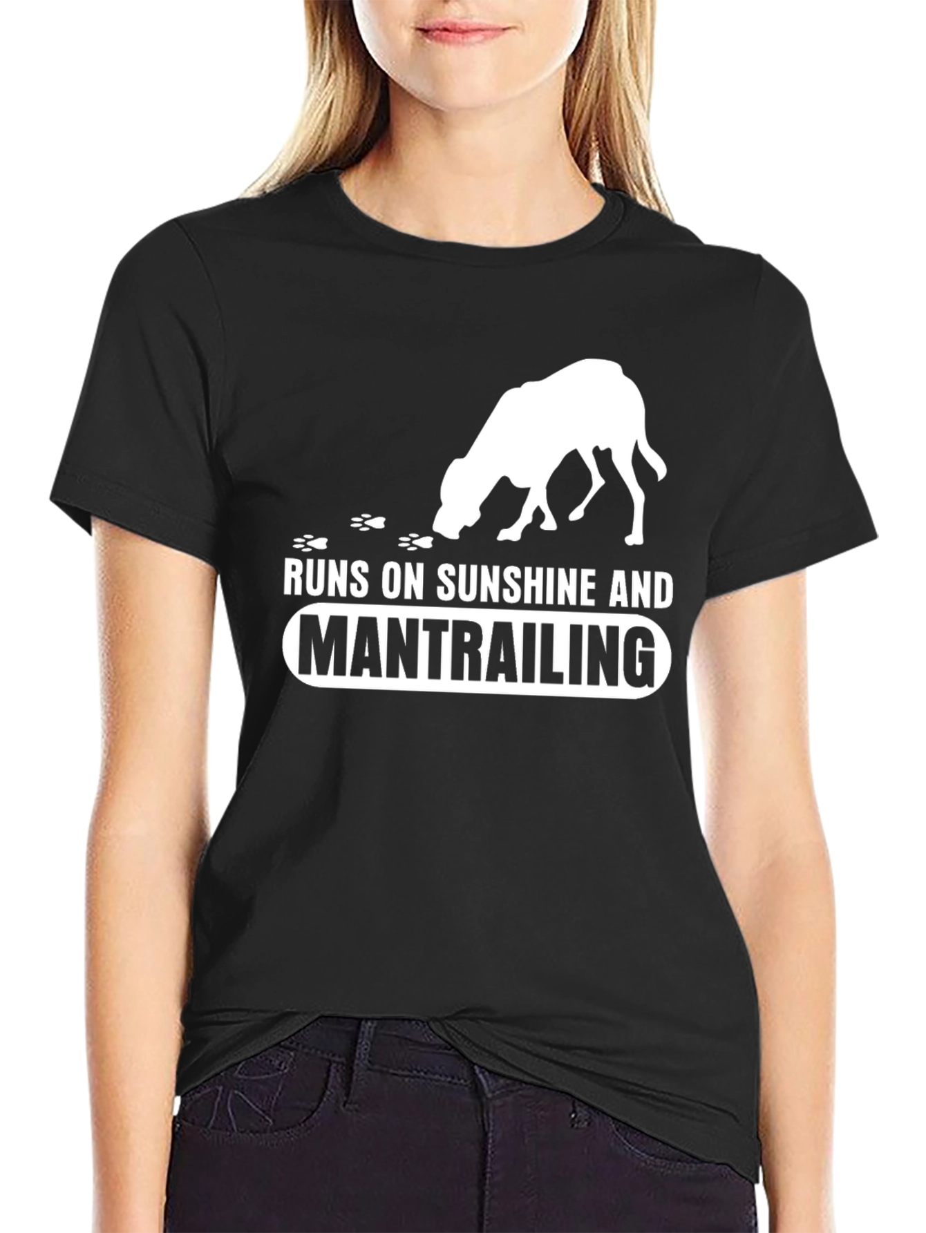 Runs on Sunshine and Mantrailing Dog T-Shirt