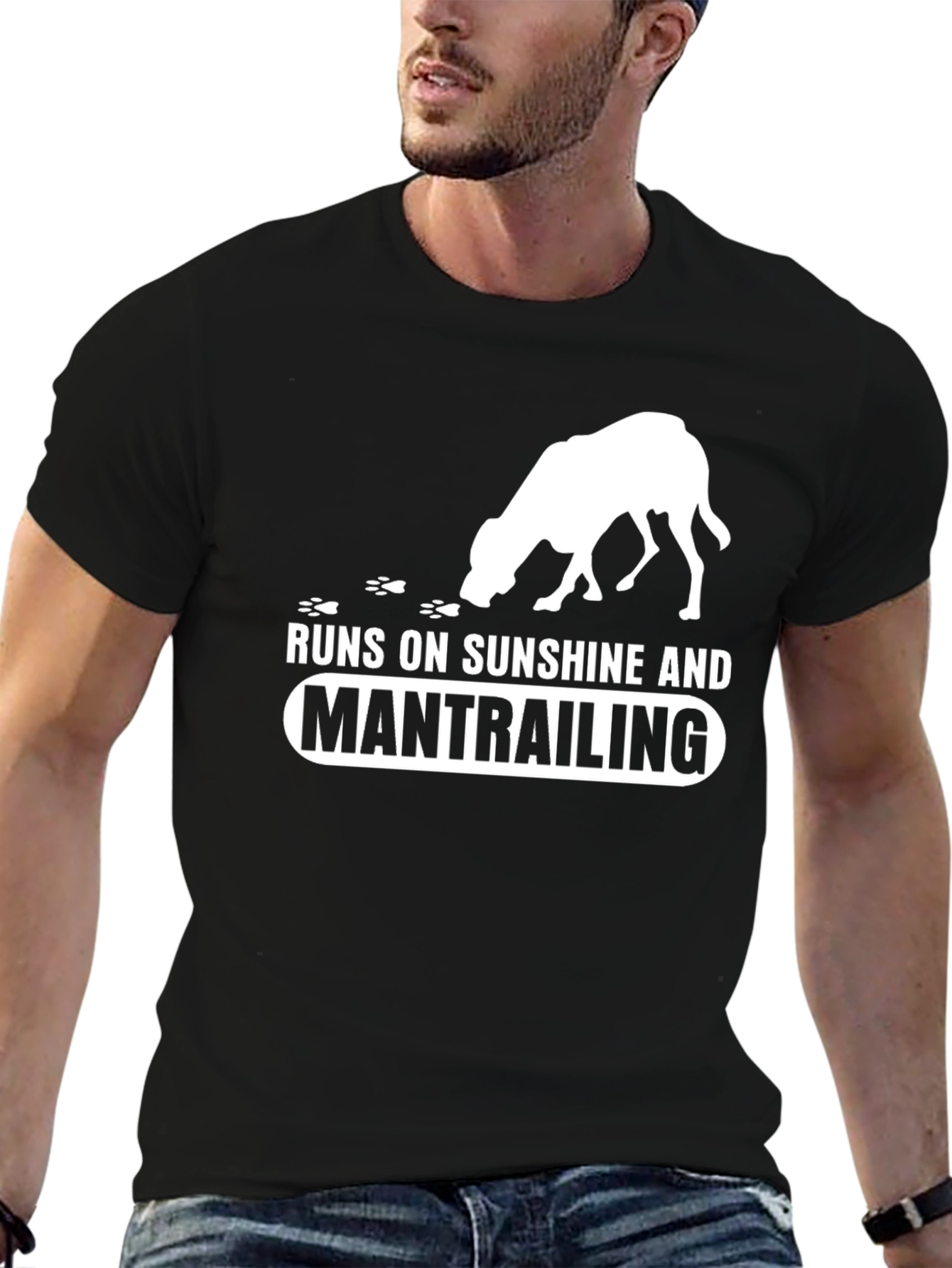 Runs on Sunshine and Mantrailing Dog T-Shirt
