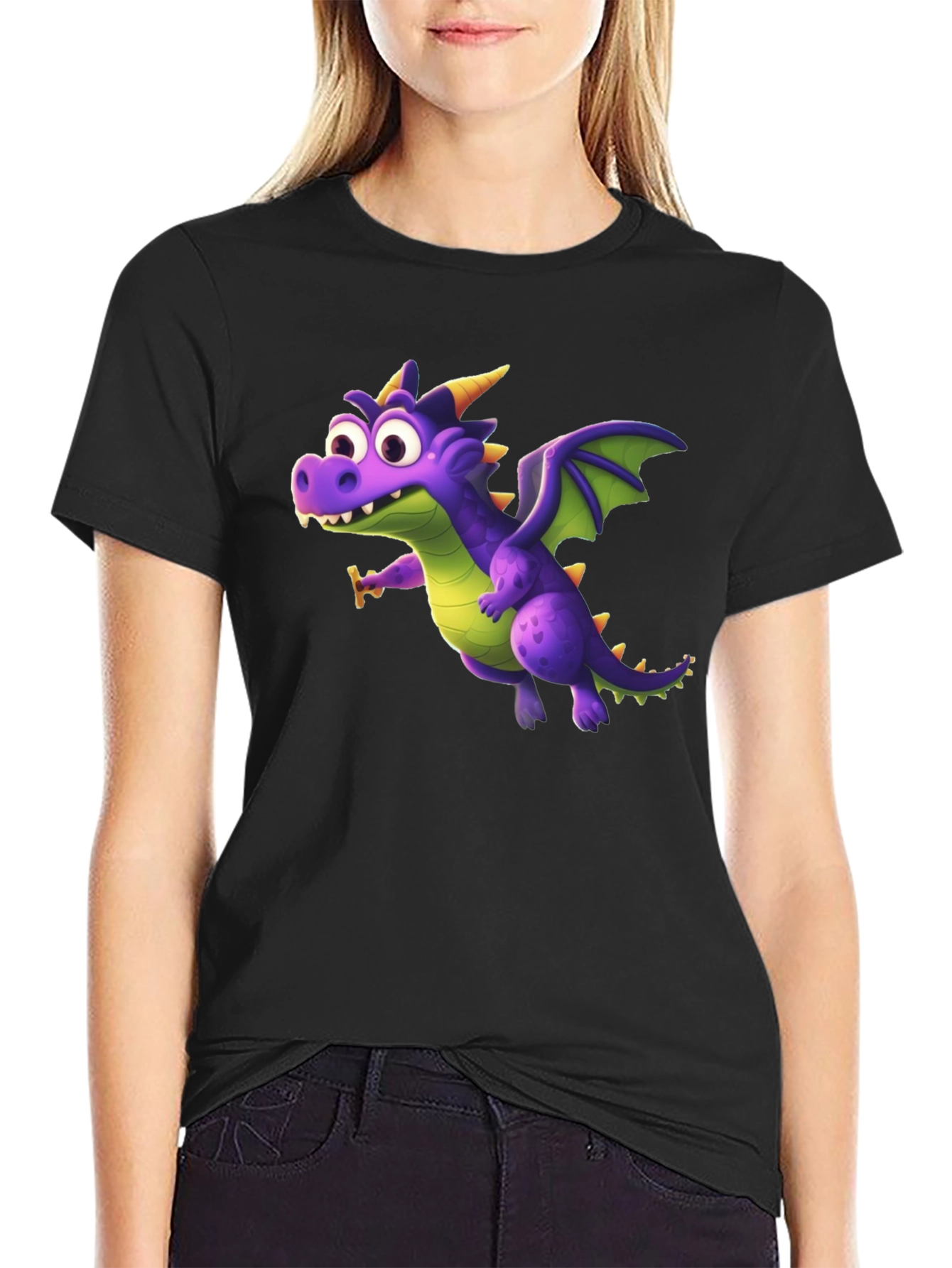 Fun Dragon Graphic T-Shirt - Black