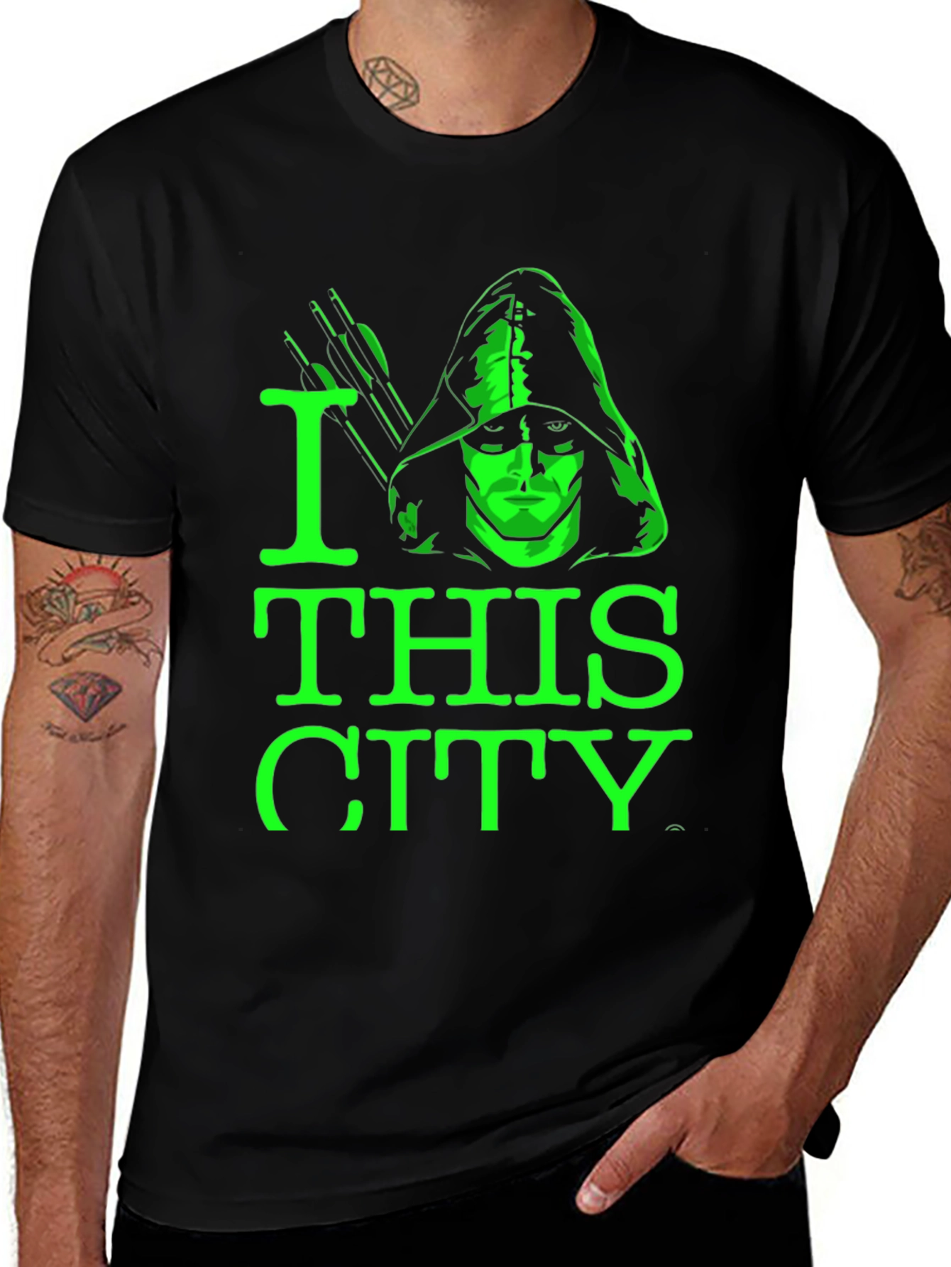 I Love This City Green Arrow Black T-Shirt