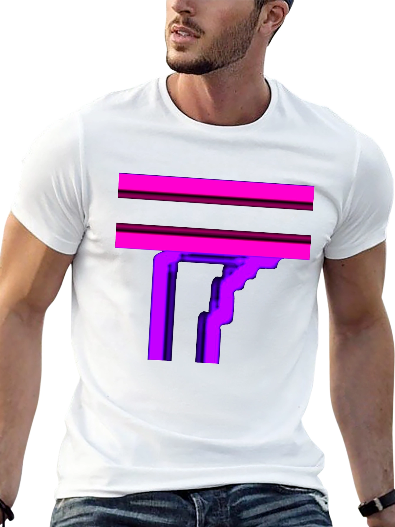 Abstract Geometric Graphic Print Black T-Shirt