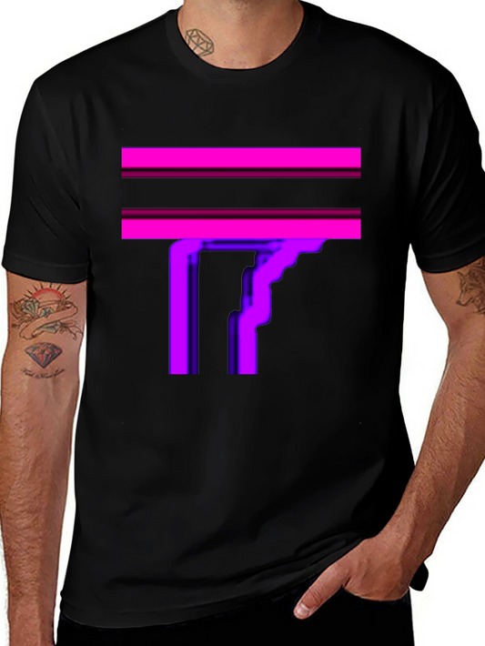 Abstract Geometric Graphic Print Black T-Shirt