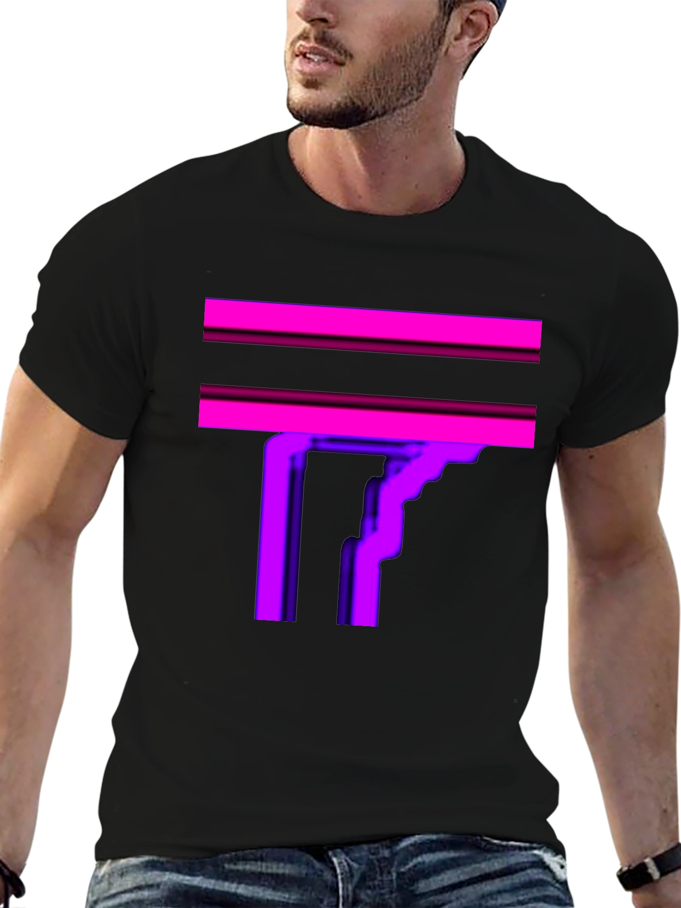 Abstract Geometric Graphic Print Black T-Shirt