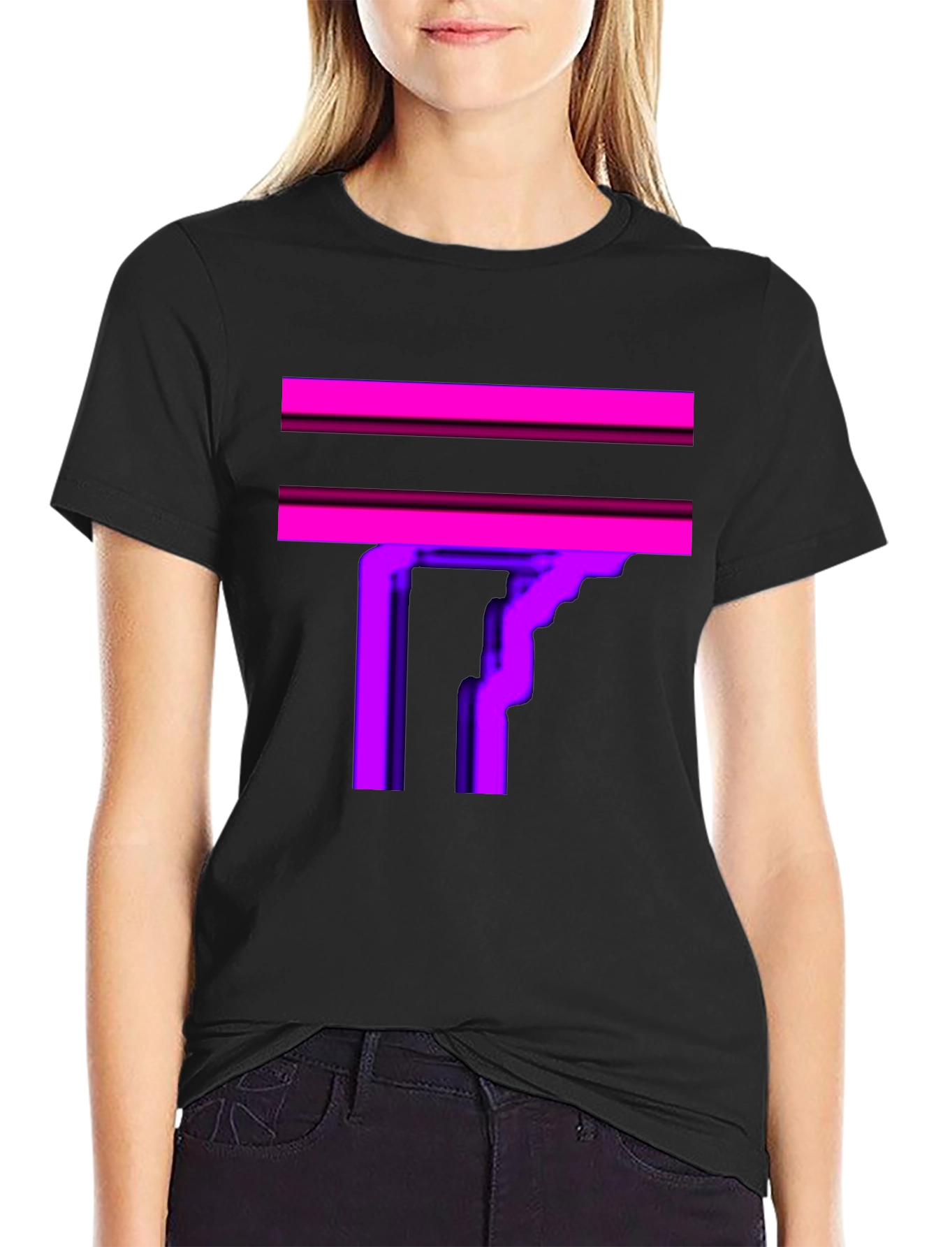 Abstract Geometric Graphic Print Black T-Shirt