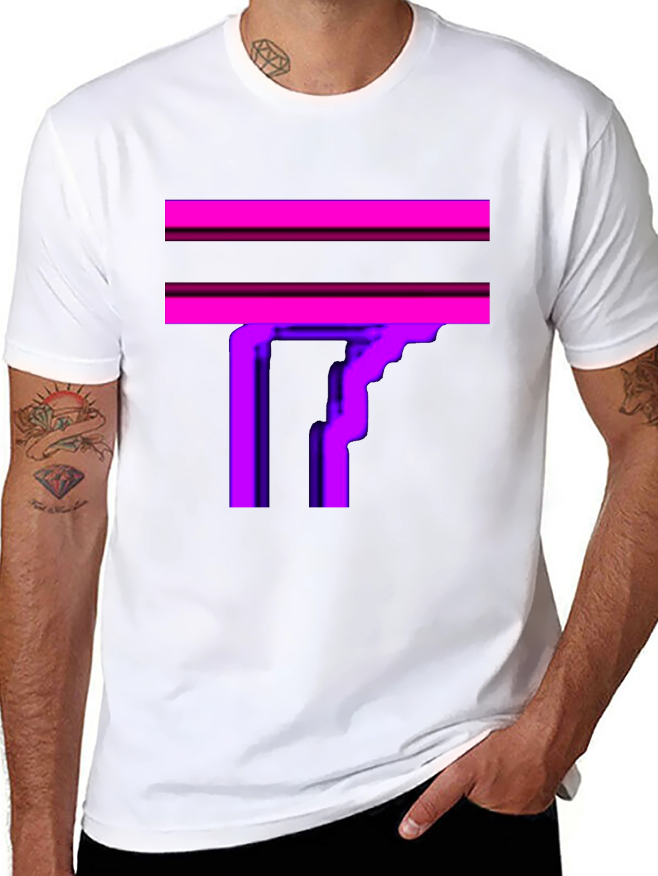 Abstract Geometric Graphic Print Black T-Shirt