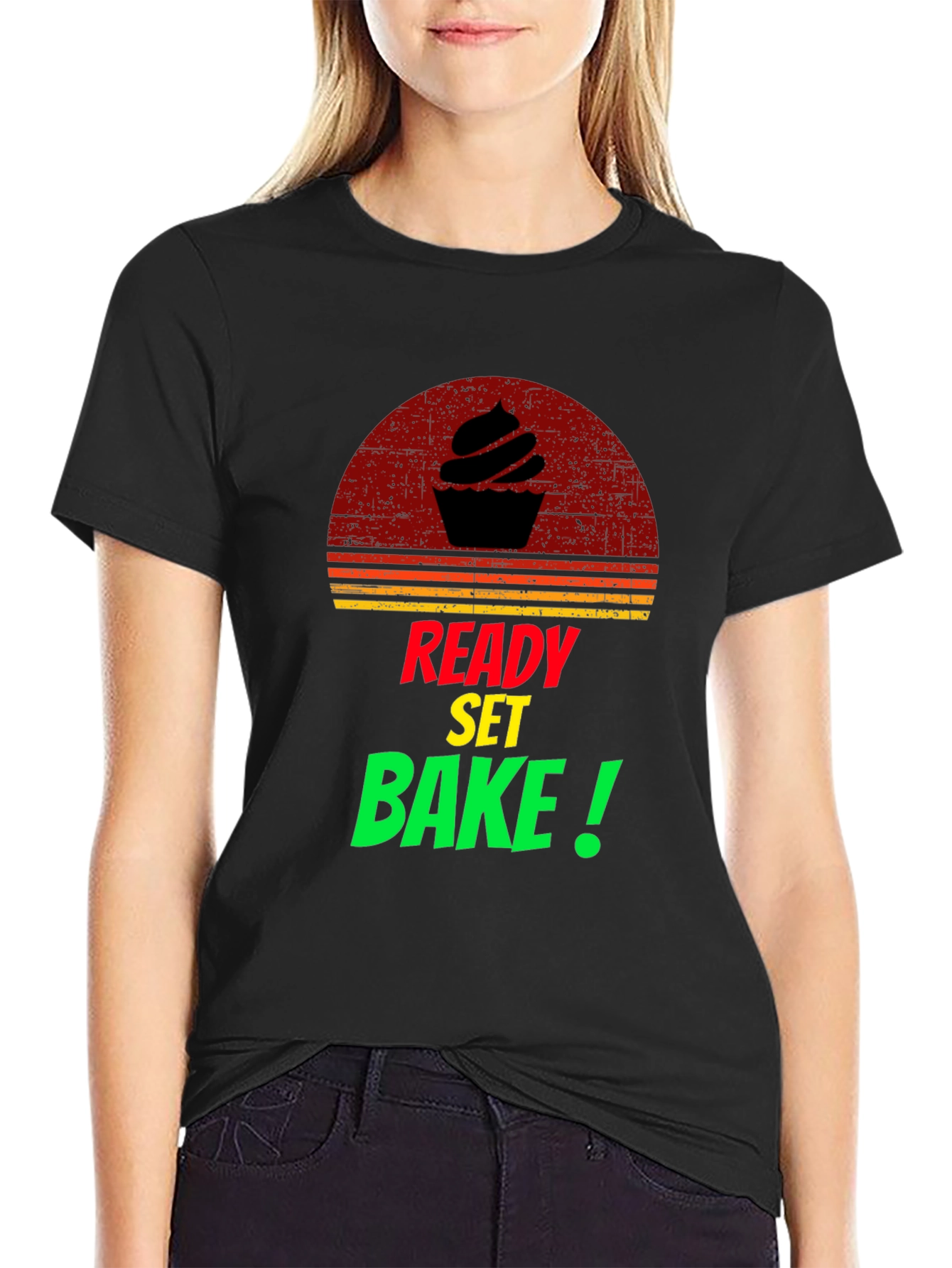Ready Set Bake T-Shirt - Retro Cupcake Design