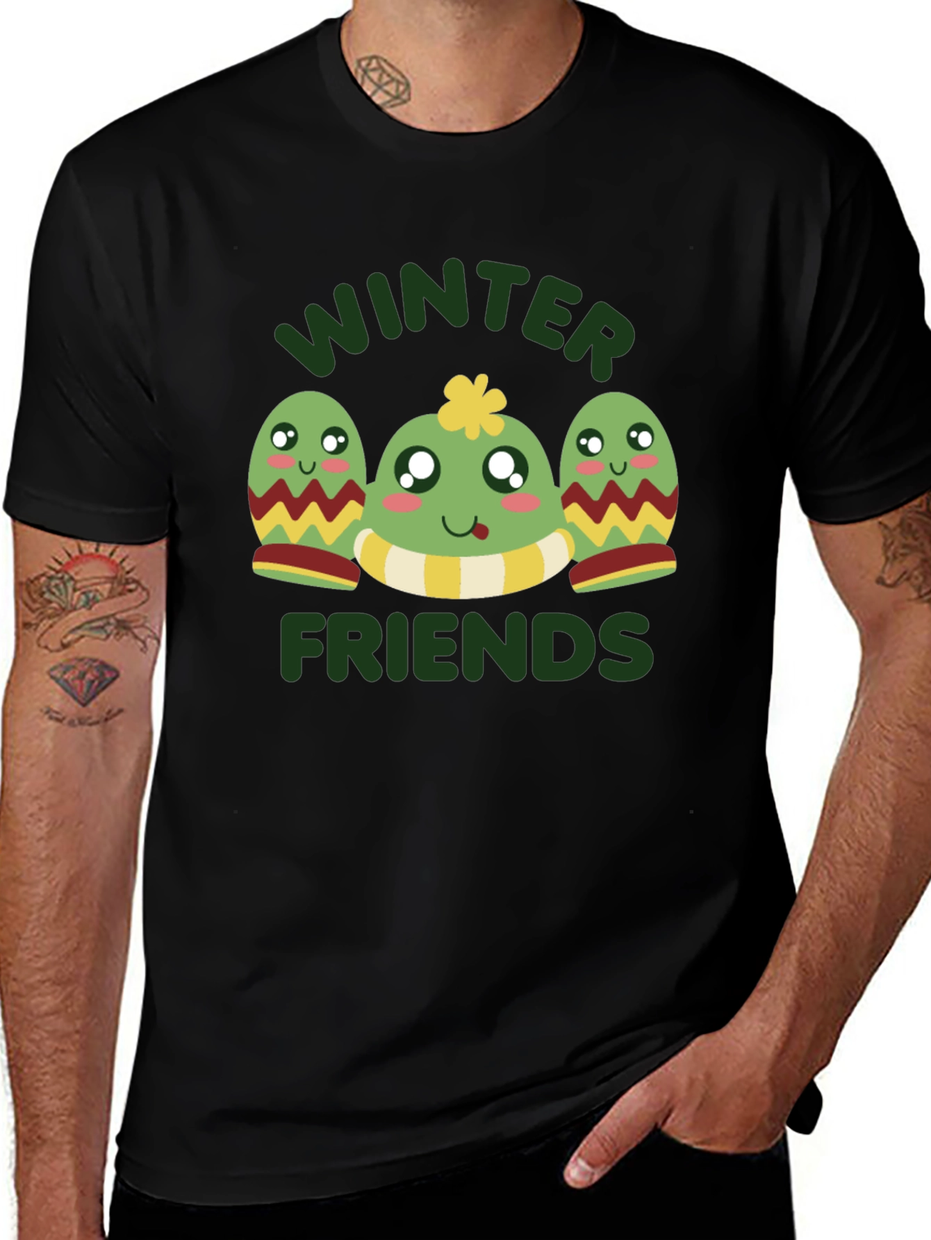 Winter Friends Graphic Tee - Black