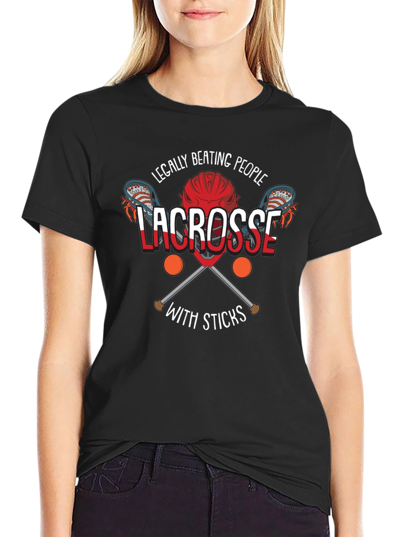 Legally Beating People with Sticks Lacrosse T-Shirt