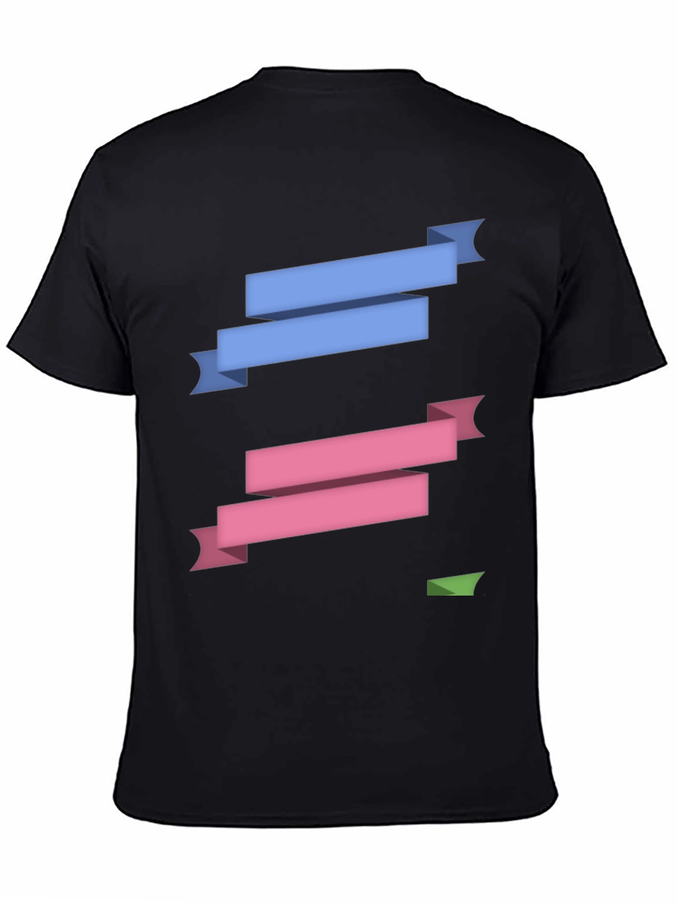 Stylish Ribbon Graphic Black T-Shirt
