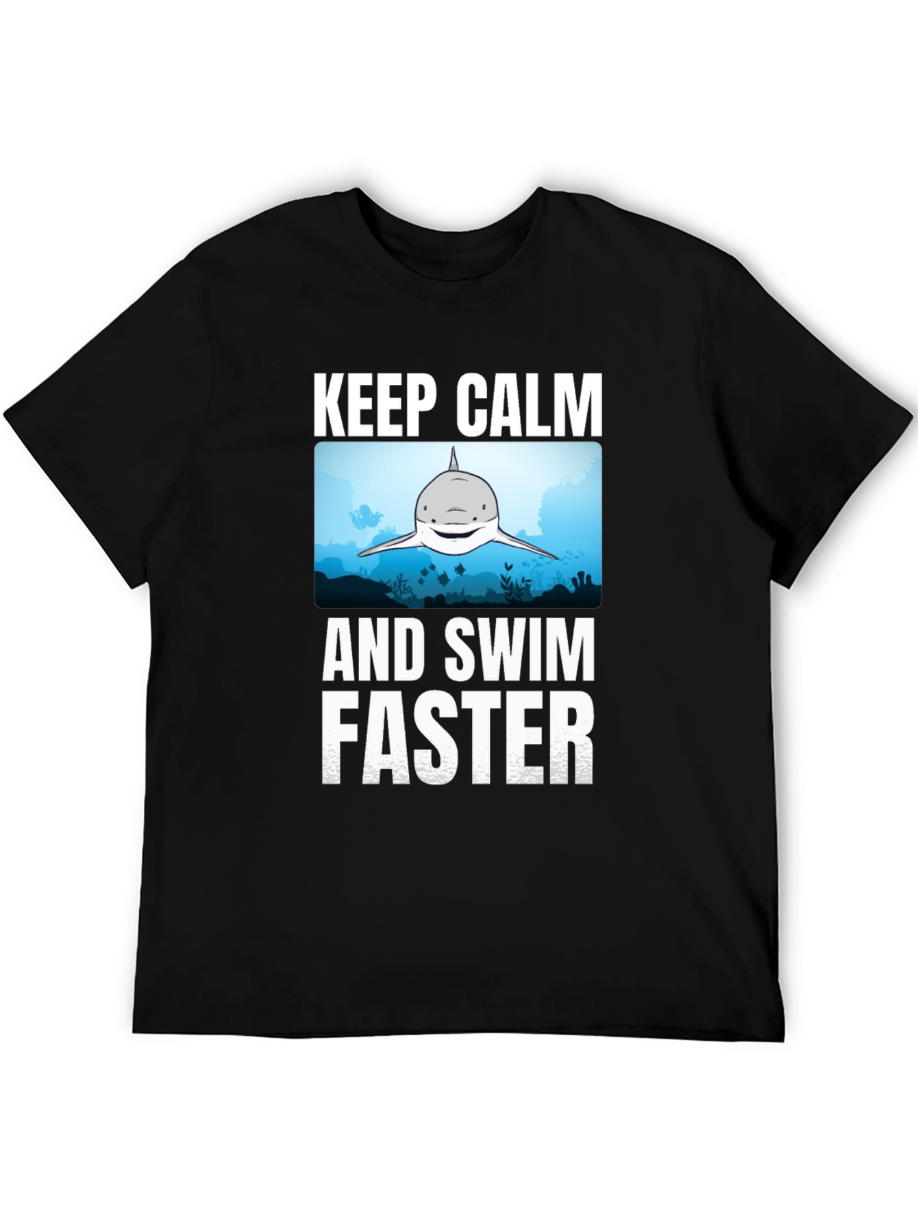 Keep Calm Shark Graphic T-Shirt - Funny Ocean Tee