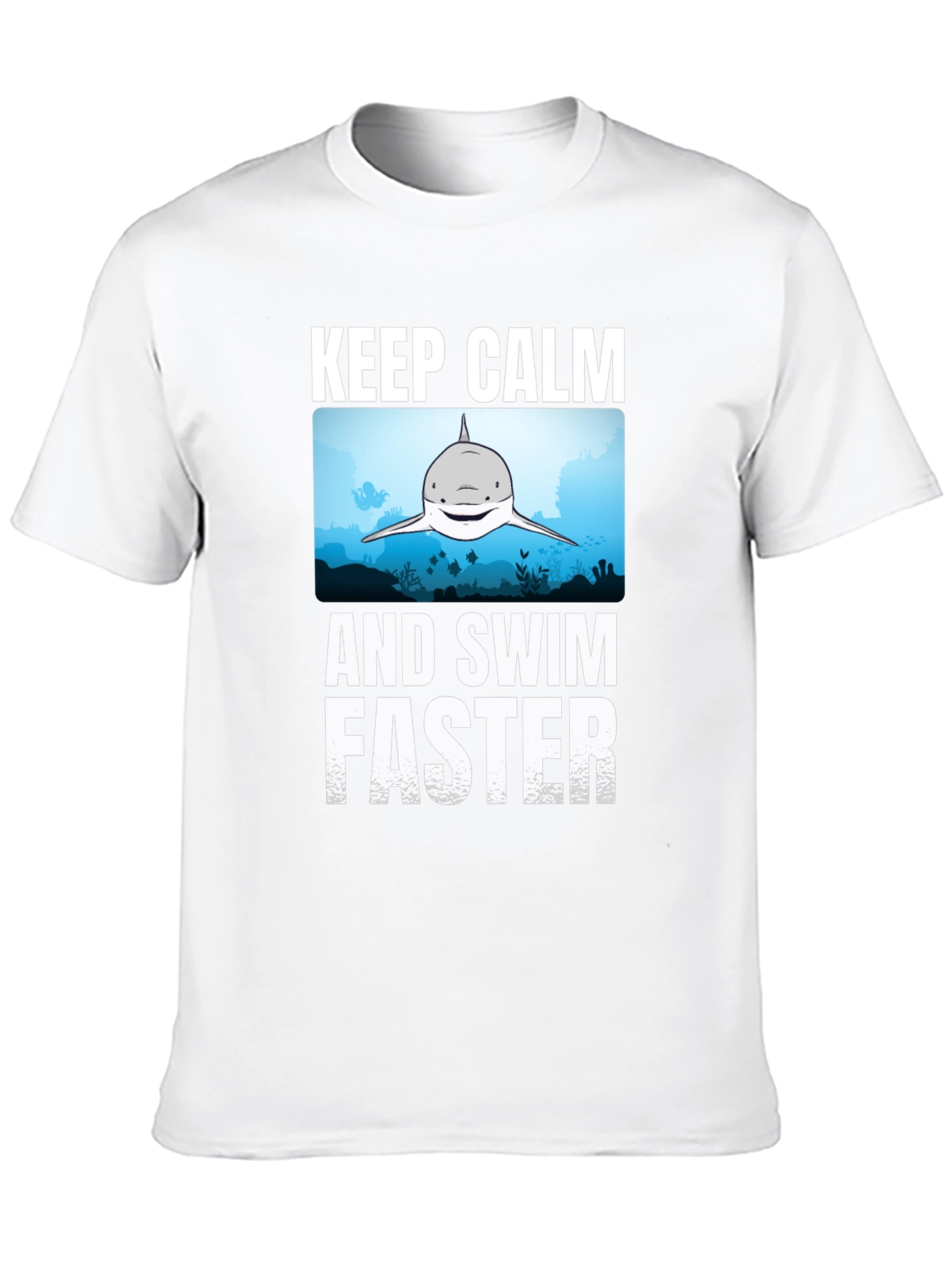 Keep Calm Shark Graphic T-Shirt - Funny Ocean Tee