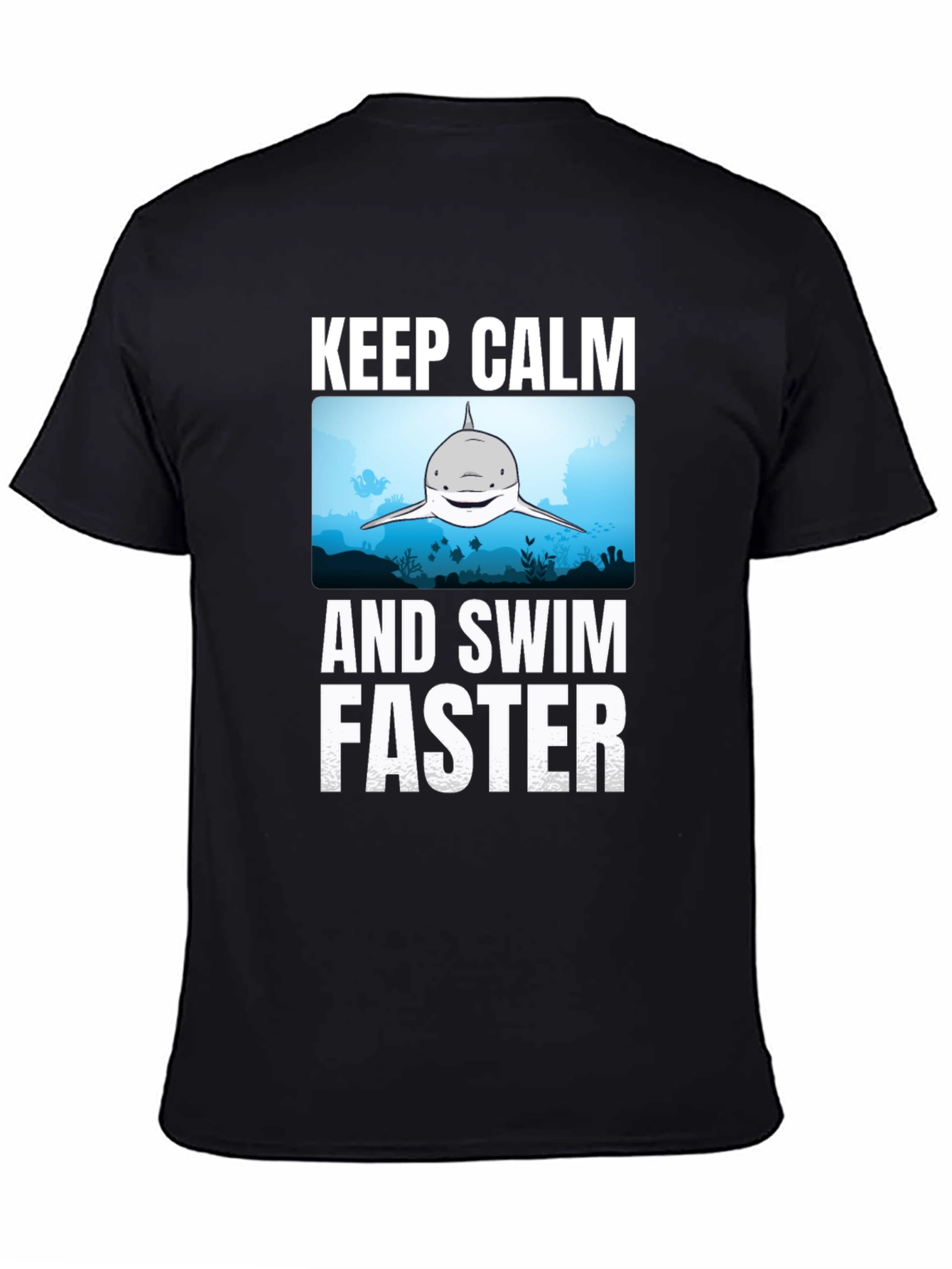 Keep Calm Shark Graphic T-Shirt - Funny Ocean Tee