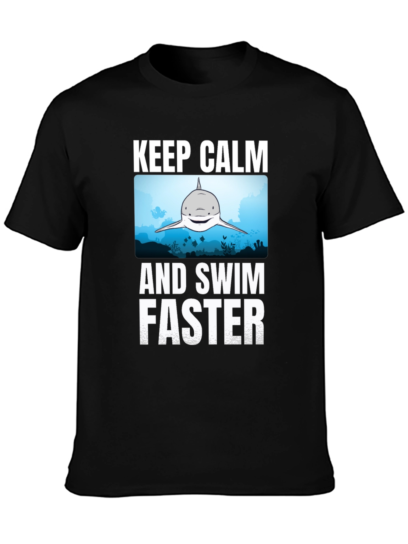 Keep Calm Shark Graphic T-Shirt - Funny Ocean Tee