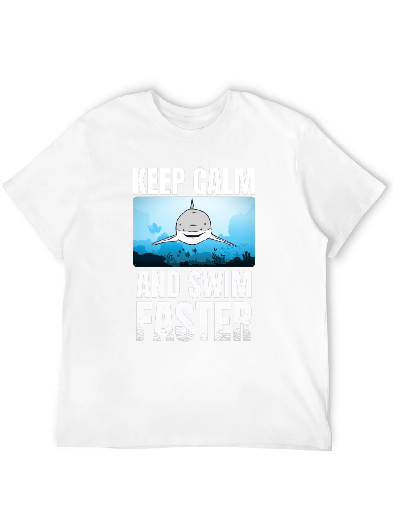 Keep Calm Shark Graphic T-Shirt - Funny Ocean Tee