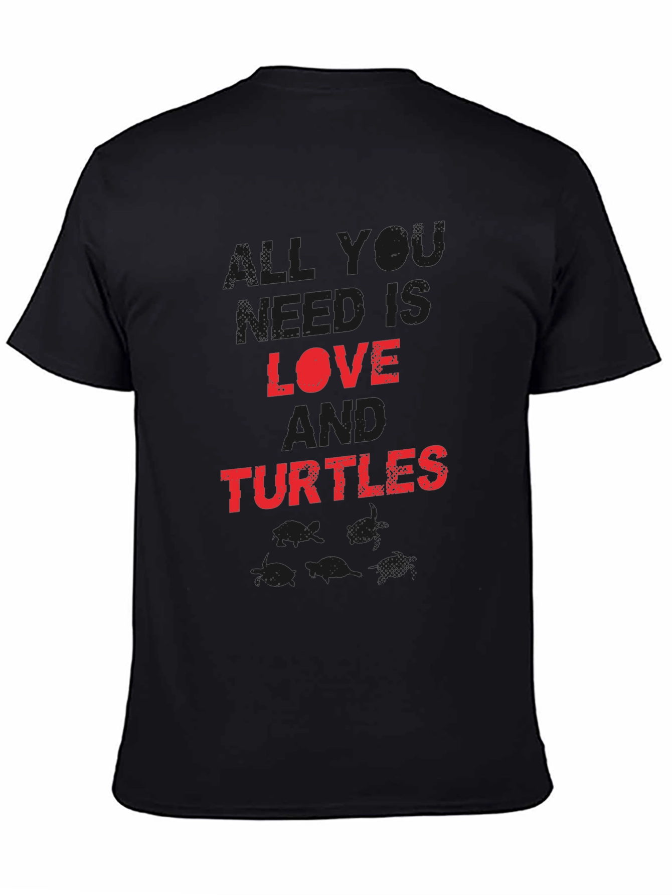 Love and Turtles Graphic Tee - Black Cotton Blend