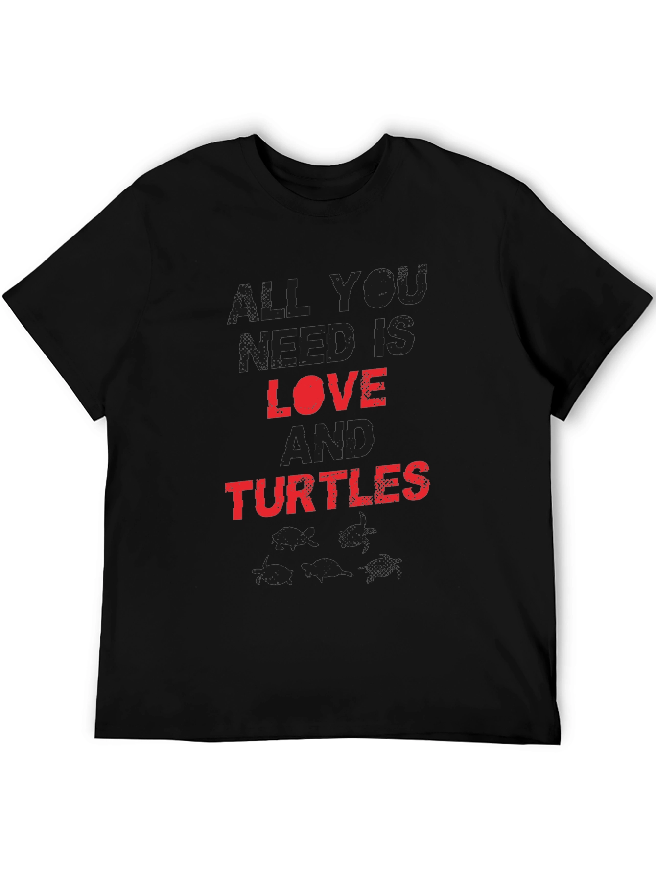 Love and Turtles Graphic Tee - Black Cotton Blend