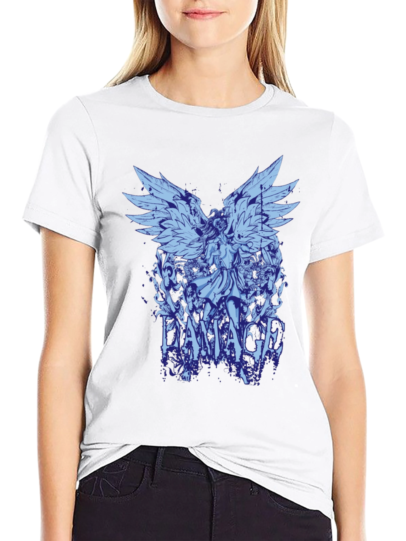 Damaged Angel Graphic Tee - Mens Black T-Shirt