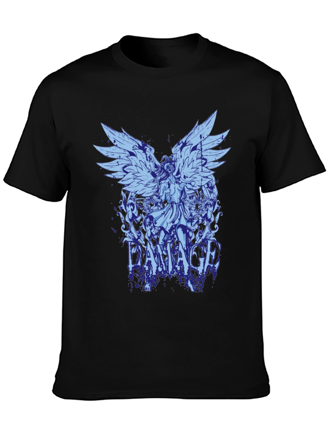Damaged Angel Graphic Tee - Mens Black T-Shirt