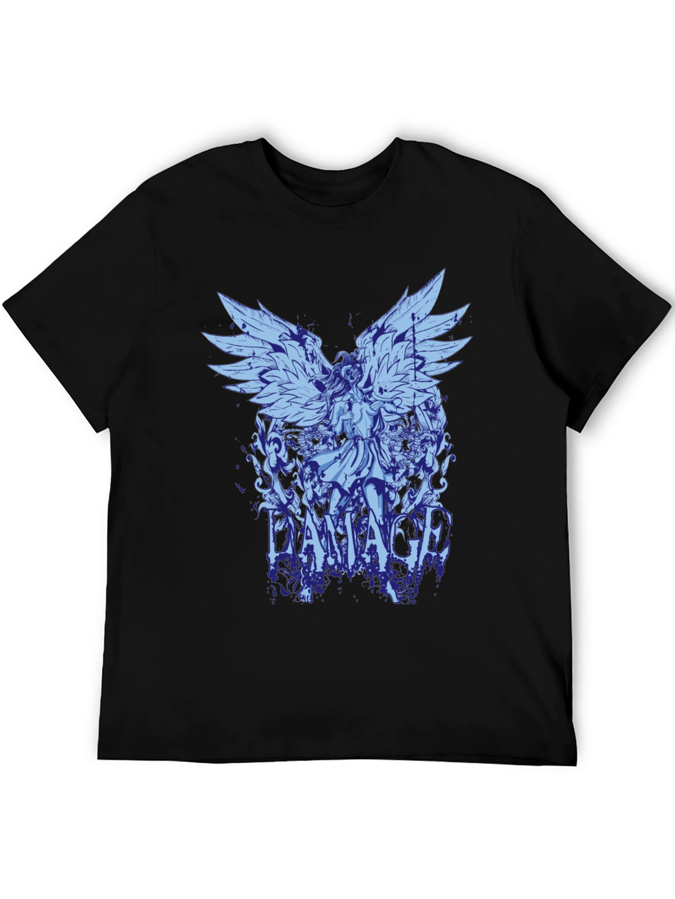 Damaged Angel Graphic Tee - Mens Black T-Shirt