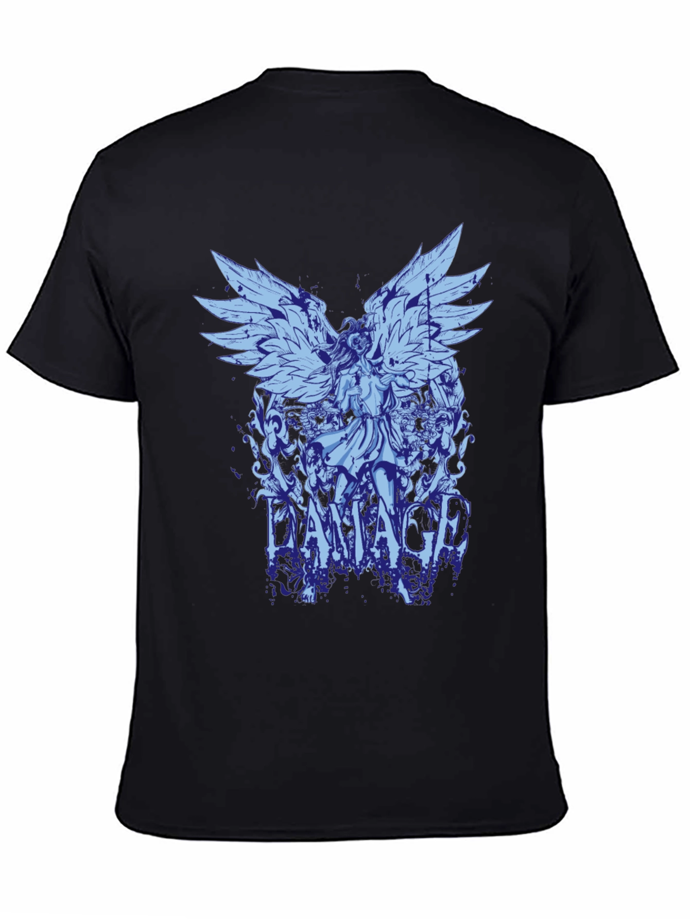 Damaged Angel Graphic Tee - Mens Black T-Shirt