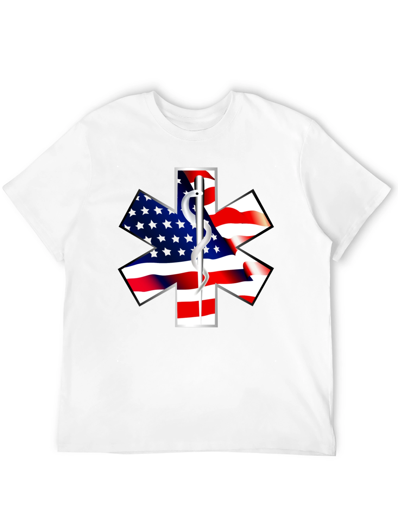 American Flag EMT Star Black T-Shirt