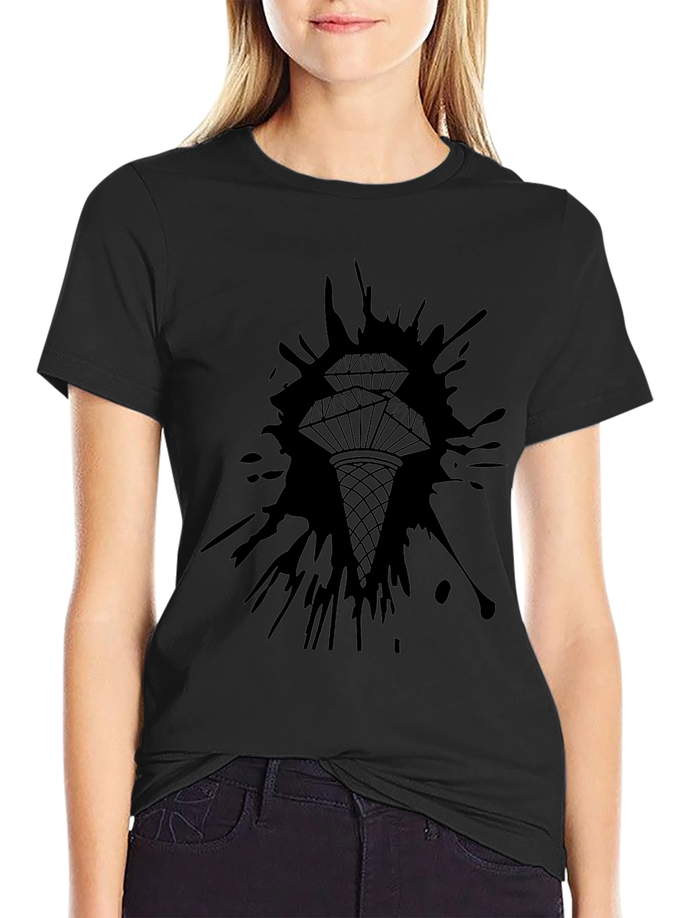 Diamond Splatter Graphic Tee - Mens Black T-Shirt