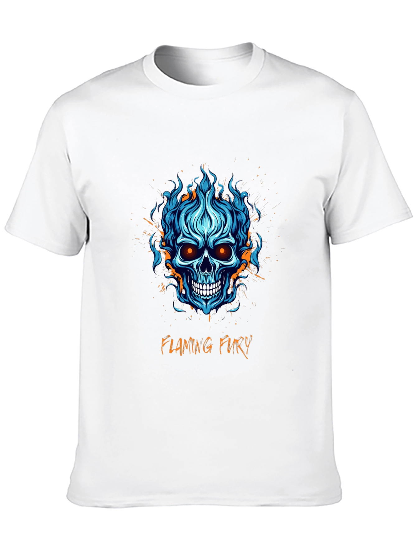 Flaming Fury Skull Graphic T-Shirt - Mens Black Tee