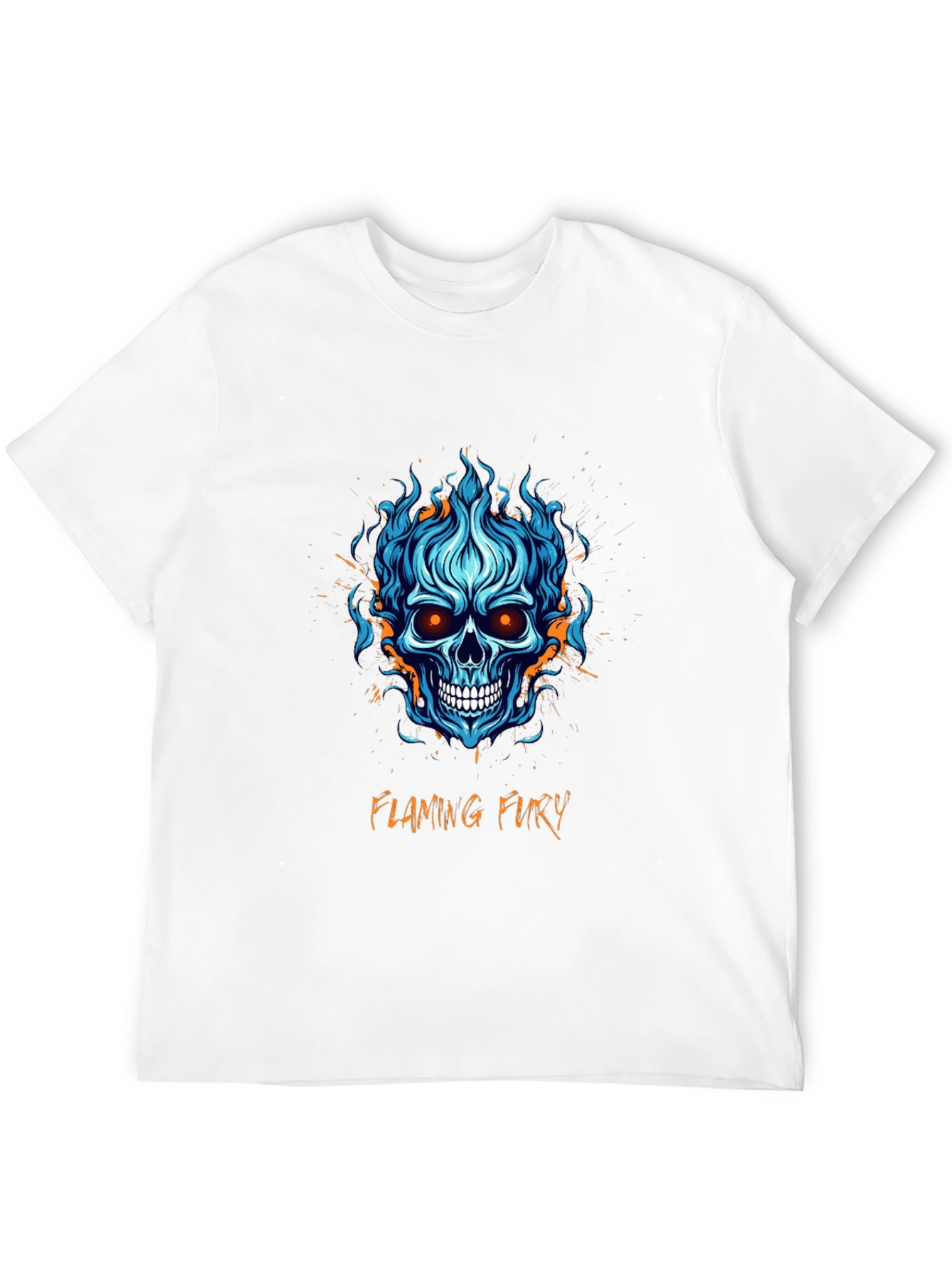 Flaming Fury Skull Graphic T-Shirt - Mens Black Tee