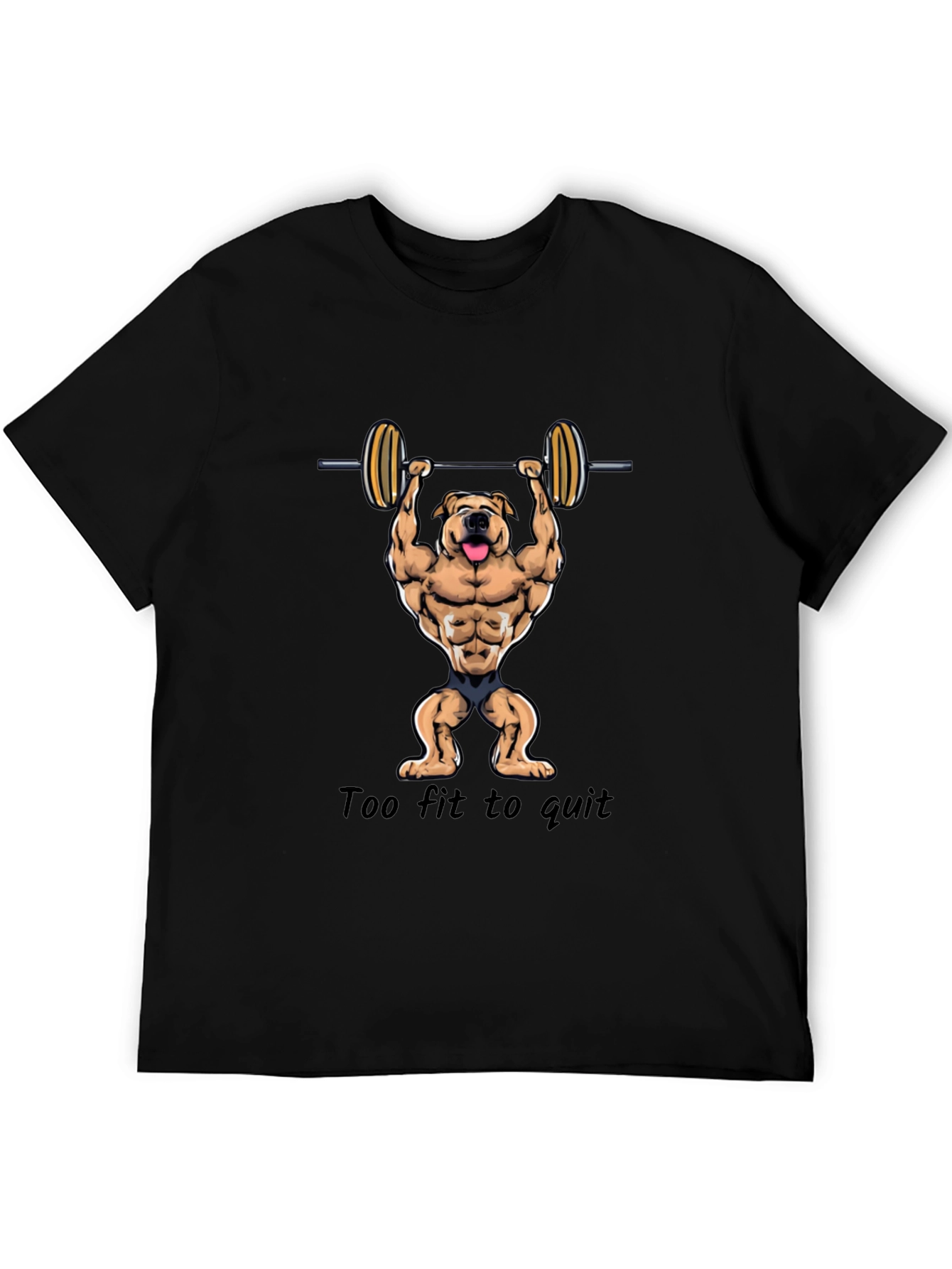 Too Fit to Quit Mens Black Graphic T-Shirt