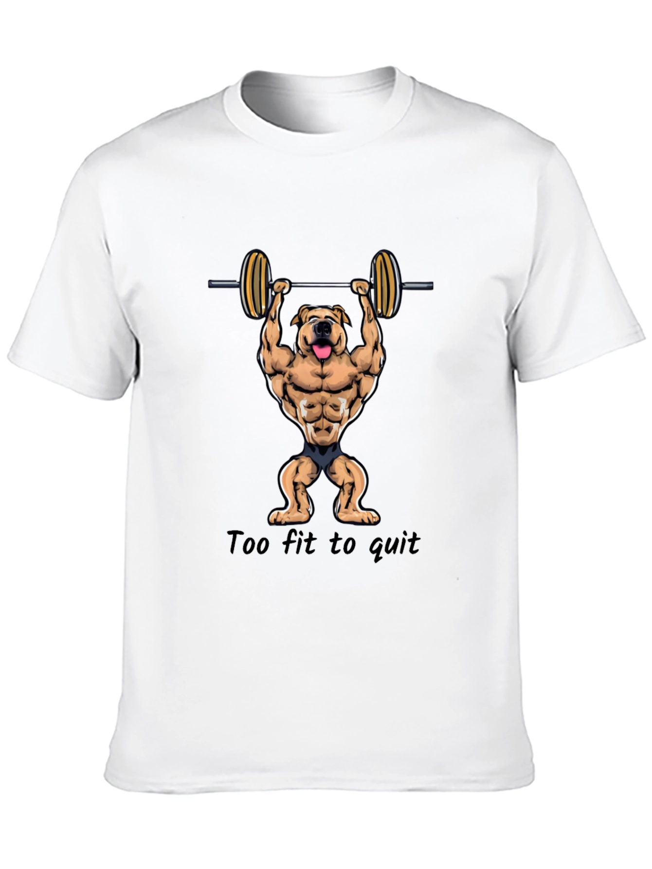 Too Fit to Quit Mens Black Graphic T-Shirt