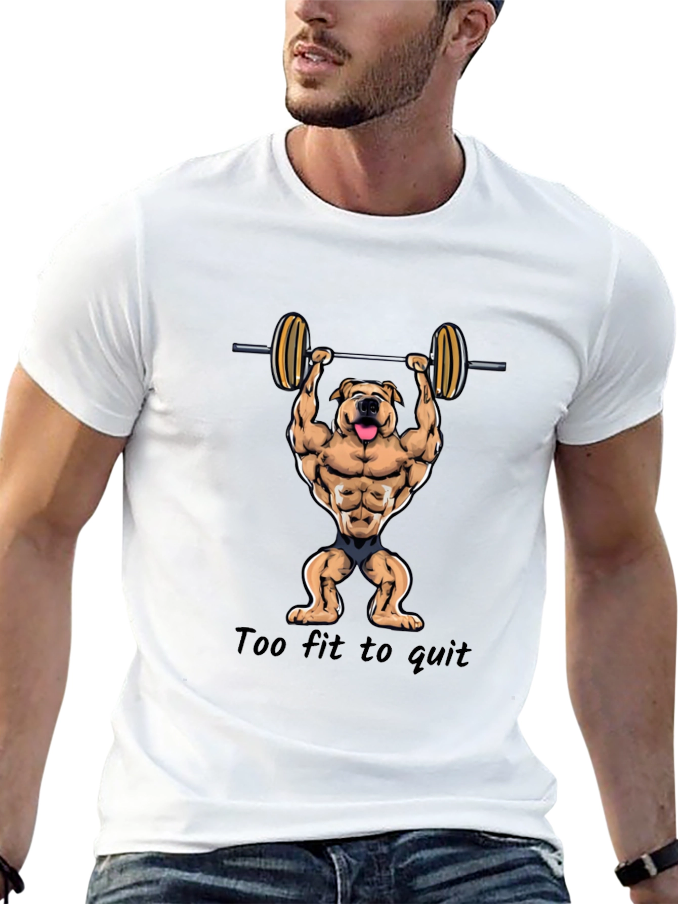 Too Fit to Quit Mens Black Graphic T-Shirt