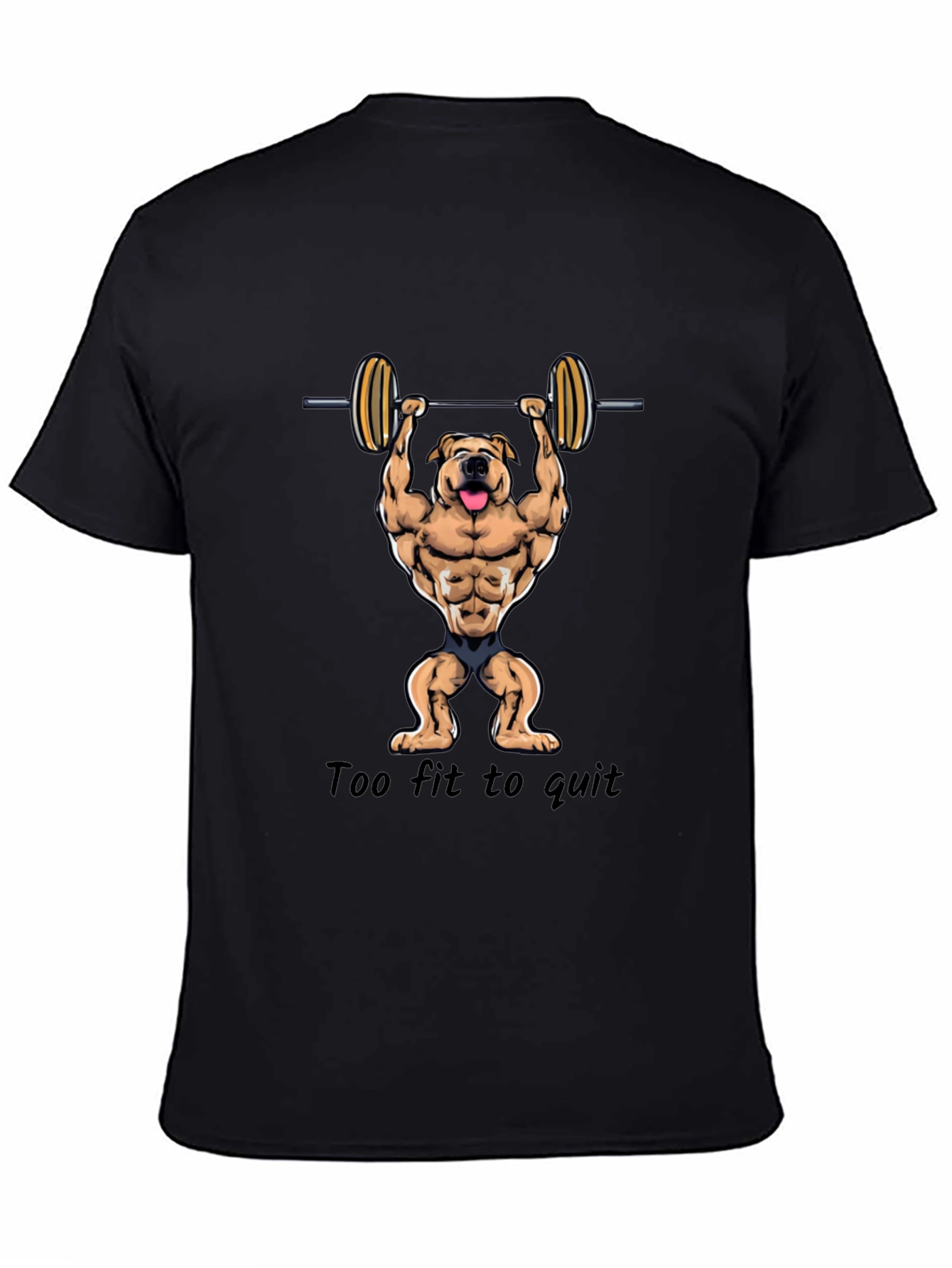 Too Fit to Quit Mens Black Graphic T-Shirt