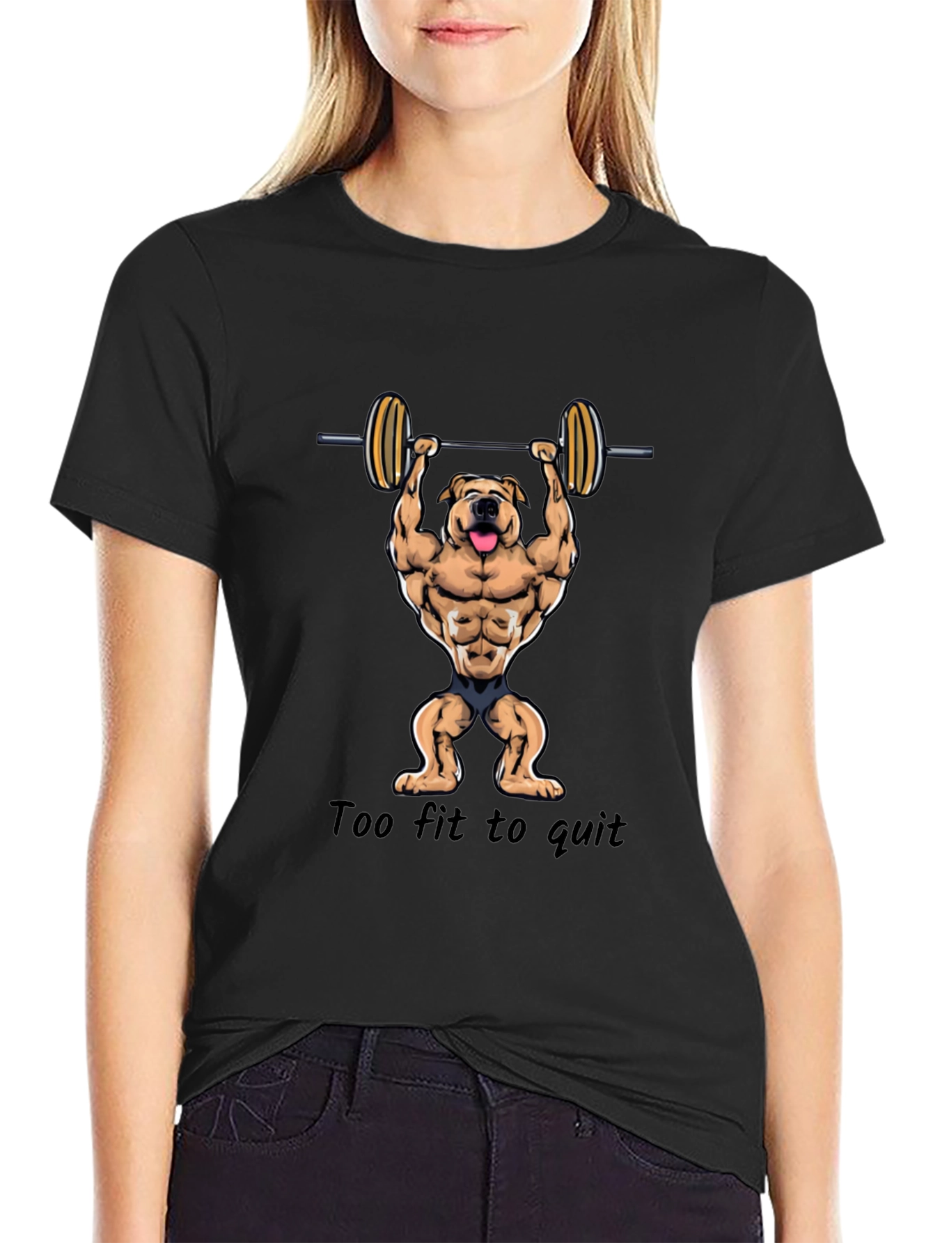 Too Fit to Quit Mens Black Graphic T-Shirt