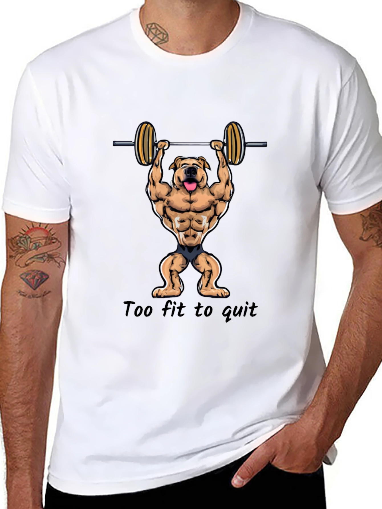 Too Fit to Quit Mens Black Graphic T-Shirt
